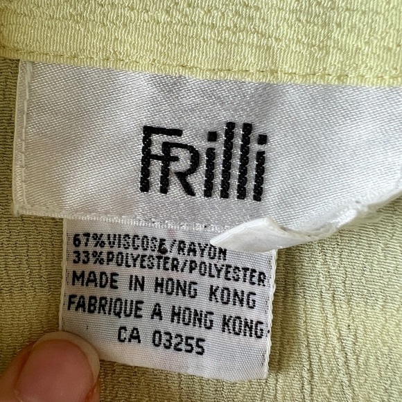 Vintage Frilli Womens Pastel Yellow Floral Embroidered Button-up Shirt Boho M - Picture 3 of 9